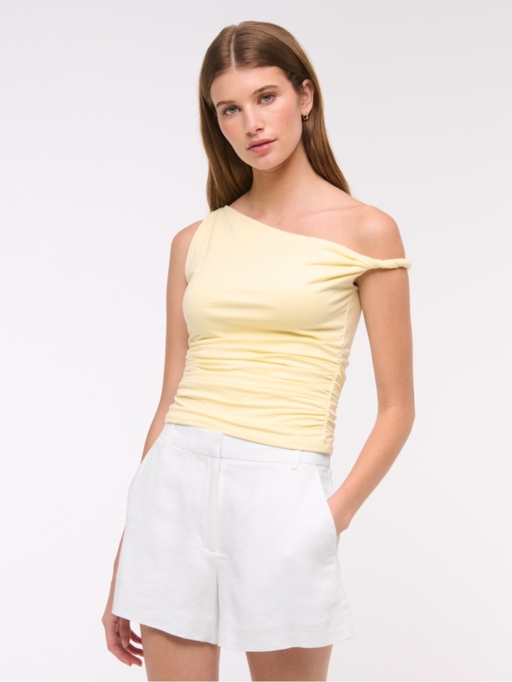 Abercrombie & Fitch White Linen-Blend Shorts, Size 25